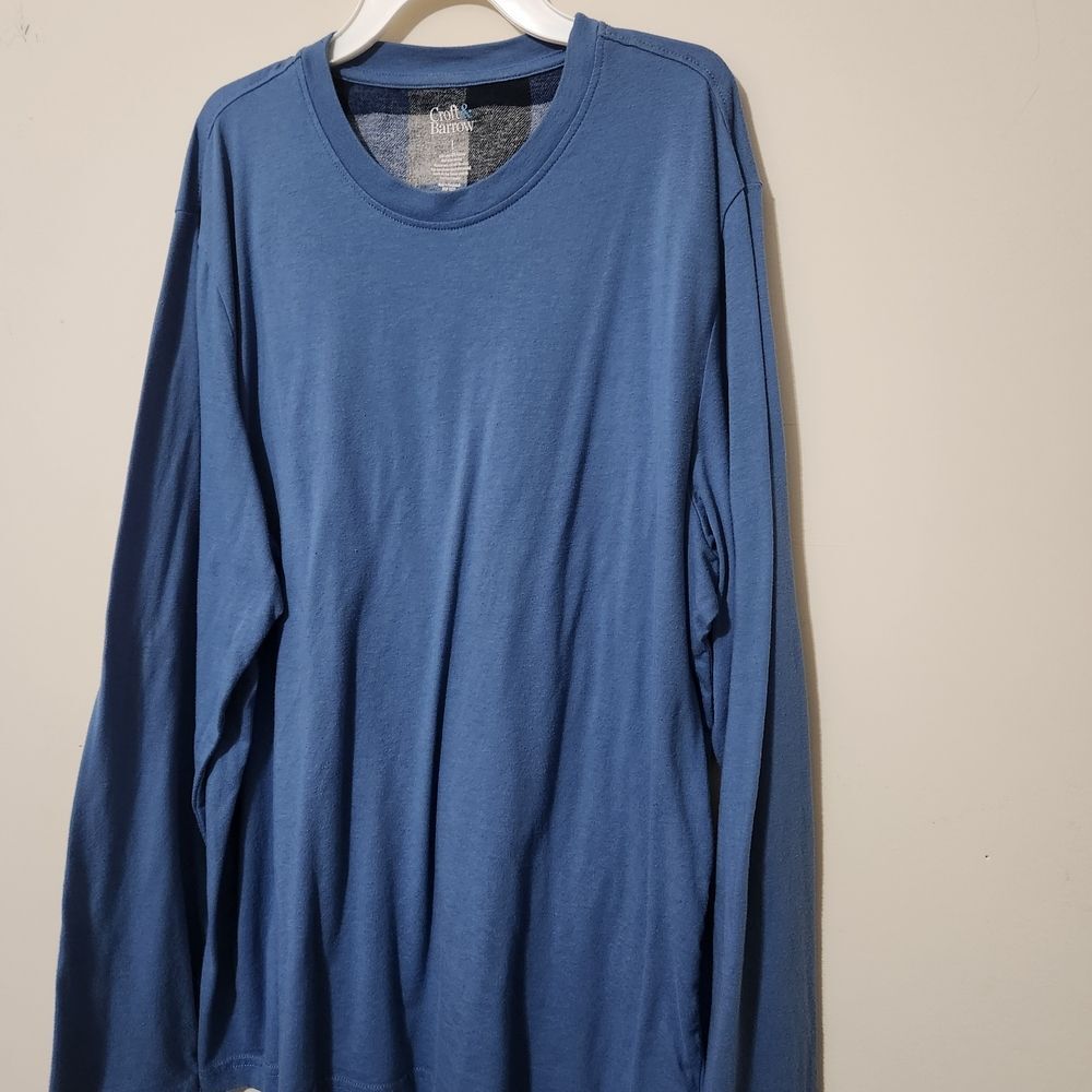 Croft & Barrow Blue Long Sleeve Shirt Mens Large Super Soft